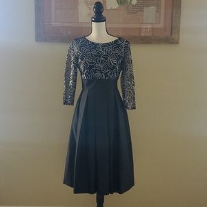 NEW Elegant Embroidered Top Taffeta Like Dress